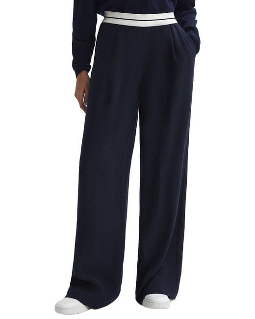 Reiss Blue Abigail Stripe Waistband Pant