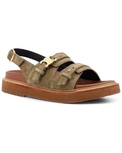 Céline Brown Triomphe Suede Sandal