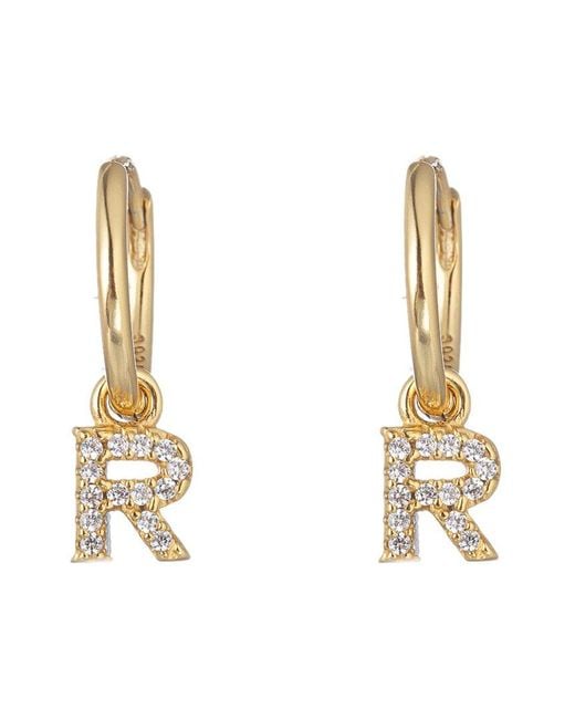 Eye Candy LA Metallic Luxe Collection Silver Cz Initial Huggie Earrings (a-z)