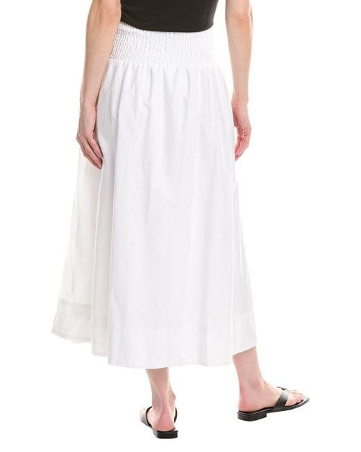 NVLT White Poplin Gathered Midi Skirt