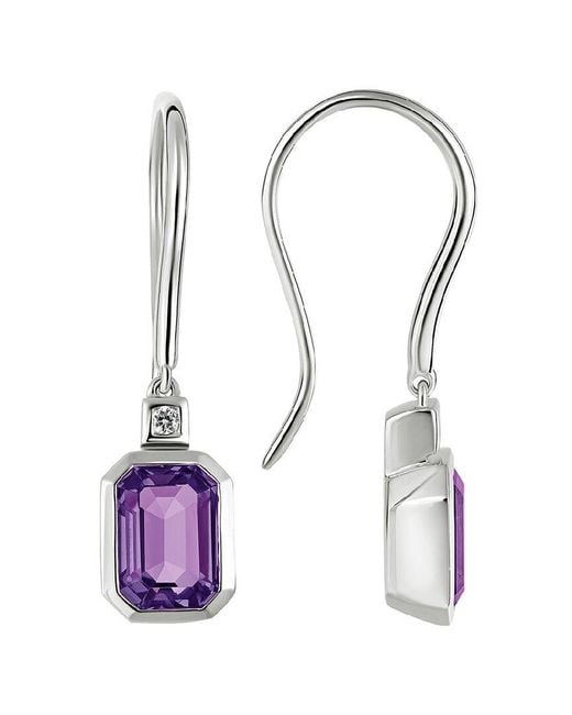 Diamond Select Cuts White 14K Diamond .03 Ct. & 1.85 Ct. Amethyst Earrings