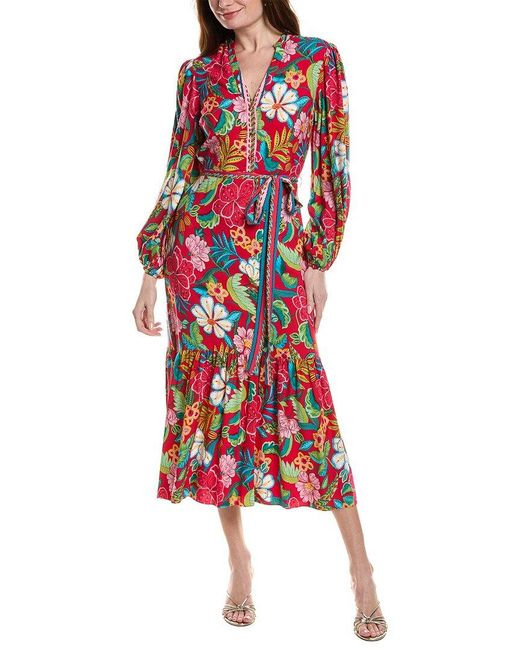 Adrianna Papell Red Printed Midi Dress