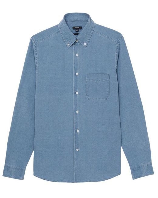 Reiss Blue Kittle Denim Pique Top for men