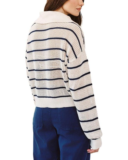 Bella Dahl Blue Tassel Tie Open Knit Sweater