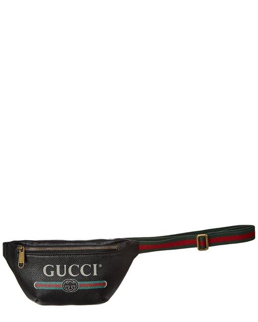 Gucci Black Logo Print Small Leather Belt Bag
