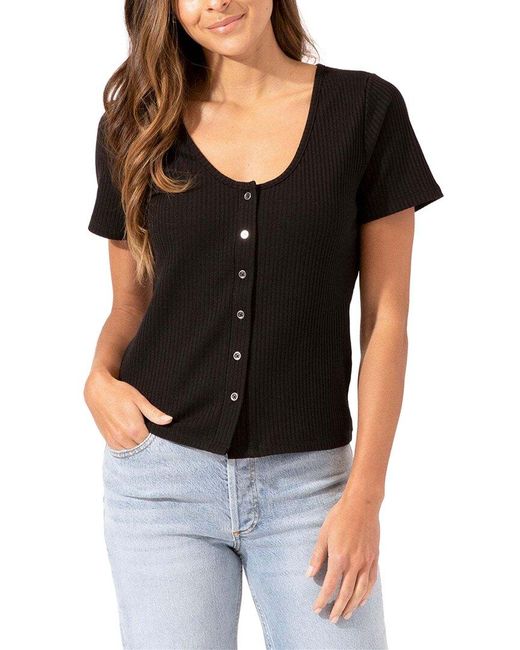 Threads For Thought Black Lauryn Rib Knit Slim Top