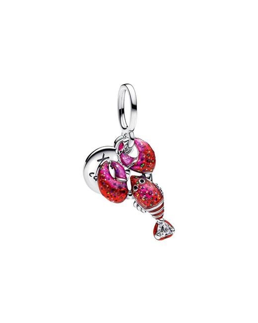 Pandora Red Moments Cz Lobster Dangle Charm