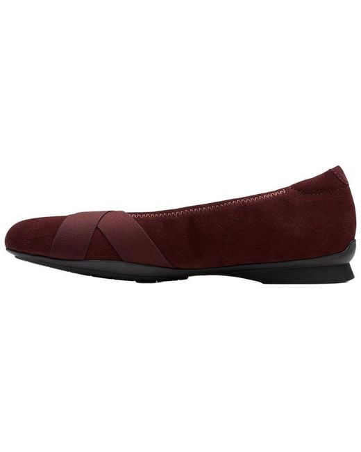Clarks Red Jazmynn Gem Suede Ballet Flat