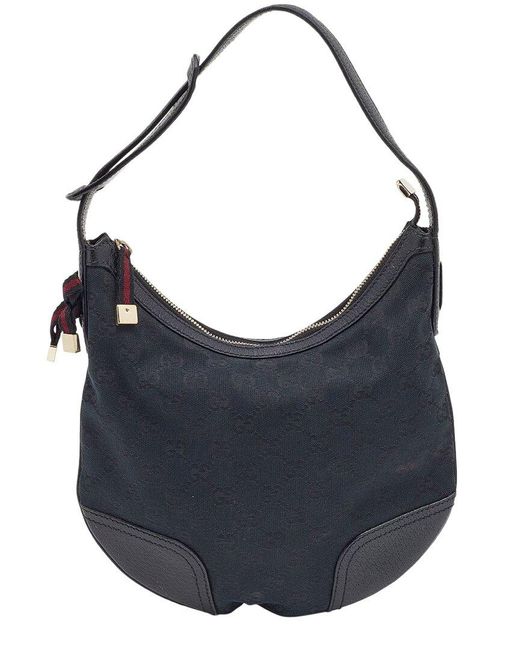 Gucci Blue Canvas & Leather Small Princy Hobo Bag (Authentic Pre-Owned)