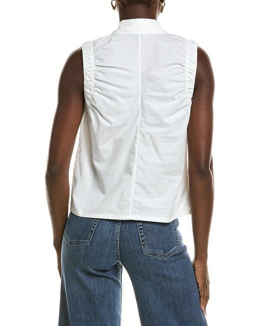 Rag & Bone White Georgina Ruched Shirt