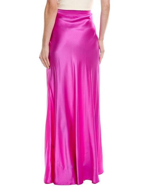 L'Agence Pink Ryker Waistband Silk Bias Skirt