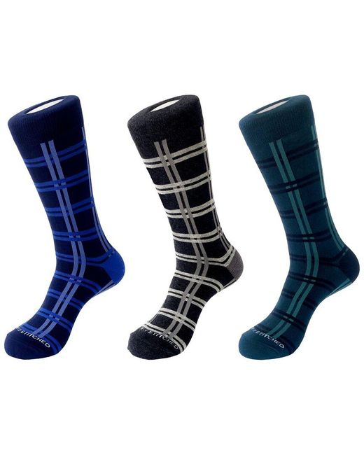 Unsimply Stitched Blue 3-Pack Crew Socks for men