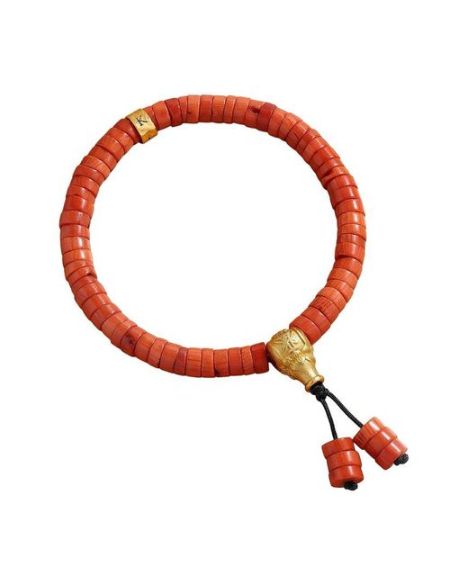 Karma and Luck Red Plated Coral Stretch Bracelet
