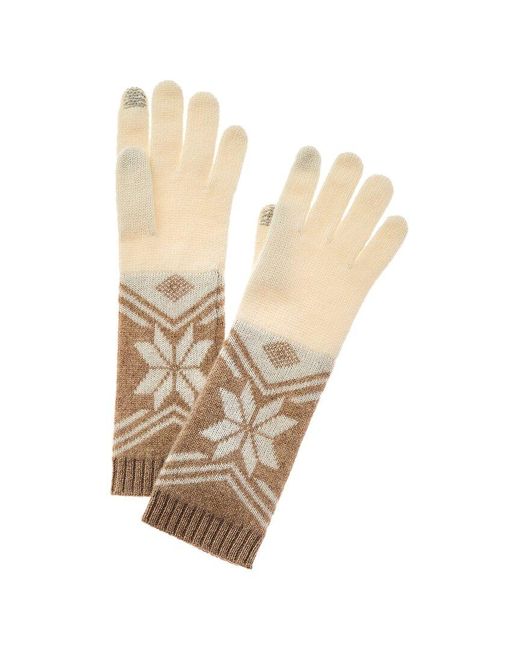 Hannah Rose White Snowflake Fair Isle Cashmere Gloves