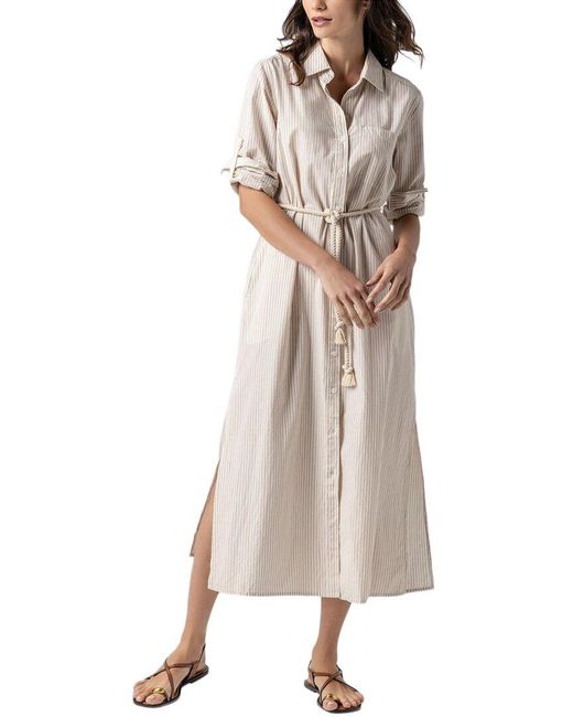 Lilla P Natural Striped Maxi Shirt Dress