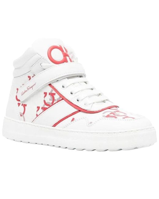 Ferragamo Pink Noe High-Top Leather Sneaker