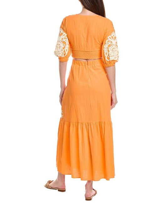 ANNA KAY Orange 2Pc Mai Tai Lace Top & Maxi Skirt Set