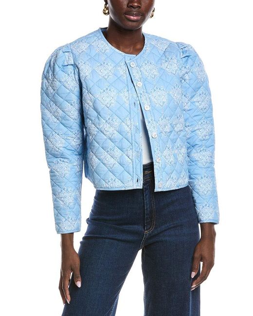 Sail To Sable Blue Quilted Print Jacket