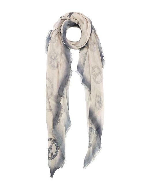 Blue Pacific White Peace Silk-Blend Scarf