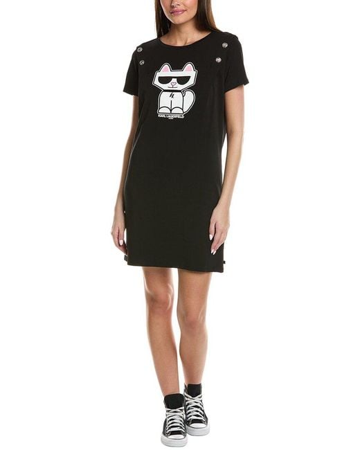 Karl Lagerfeld Black Choupette T-Shirt Dress