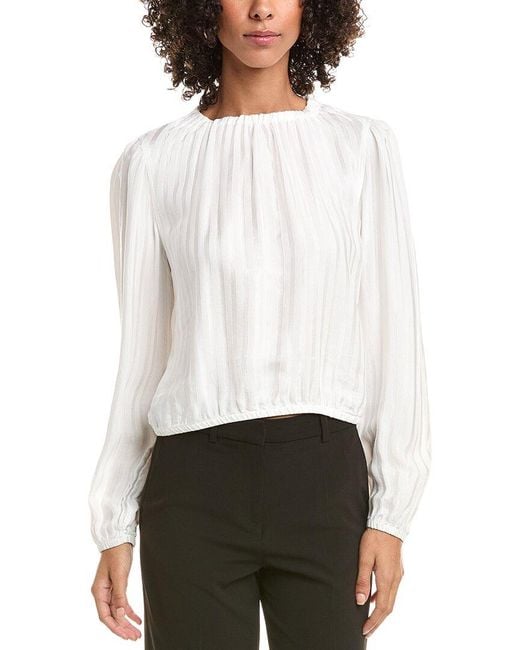 Bella Dahl White Elastic Shirred Top