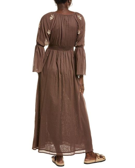 Phie Collective Brown Golden Flower Maxi Dress