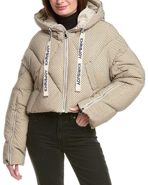 Khrisjoy Natural Khris Rhinestone Crop Puffer Down Jacket