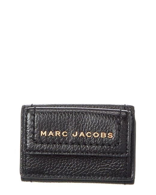 Marc Jacobs Black Groove Slg Mini Leather Trifold Wallet