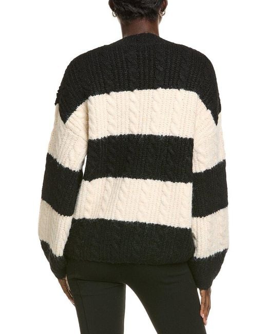 Endless Rose Black Striped Chunky Wool-Blend Sweater