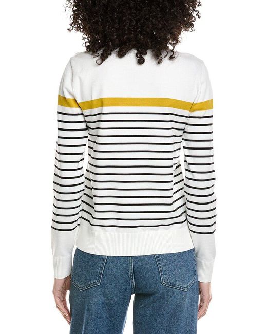 Karl Lagerfeld White Striped Klp Sweater