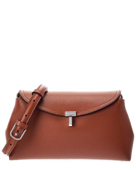 Totême Brown T-Lock Leather Clutch