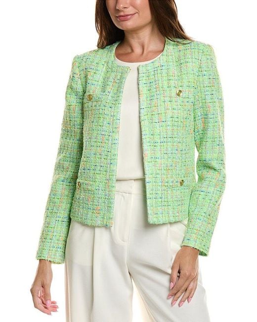 St. John Green Pique Day Jacket