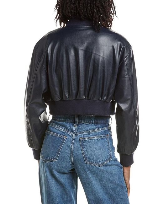 Lamarque Blue Cropped Bomber Jacket
