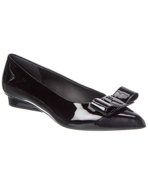 Ferragamo Black Viva Leather Ballet Flat