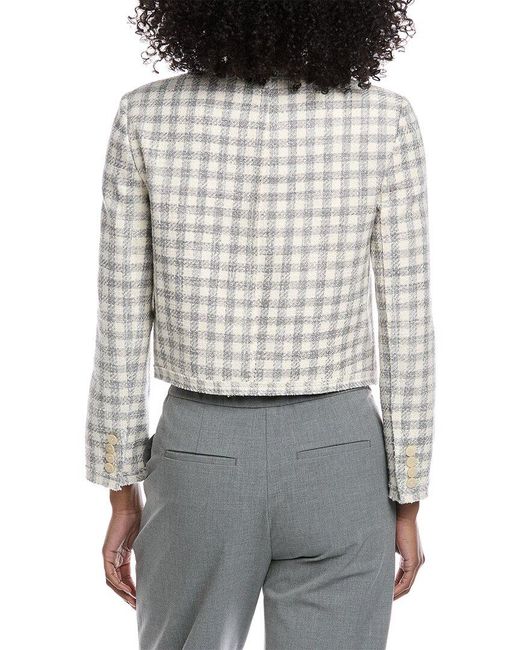 Theory Gray Cropped Gingham Jacket