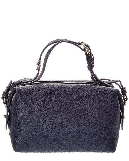 Furla Blue Double Leather Boston Bag