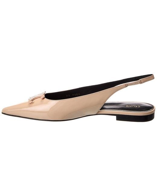 Céline Natural Alma Triomphe Leather Slingback Flat
