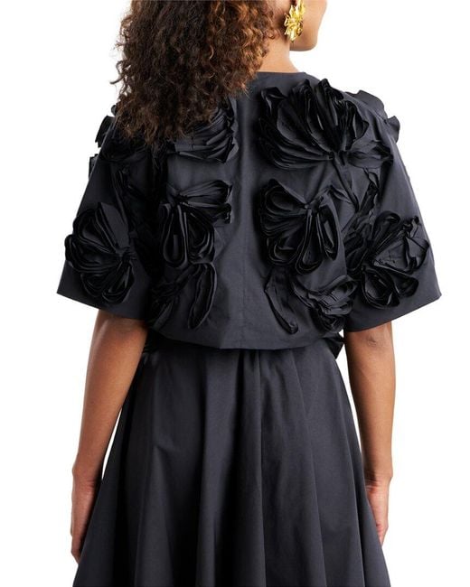 Natori Black Tech Taffeta 3D Embroidered Bolero