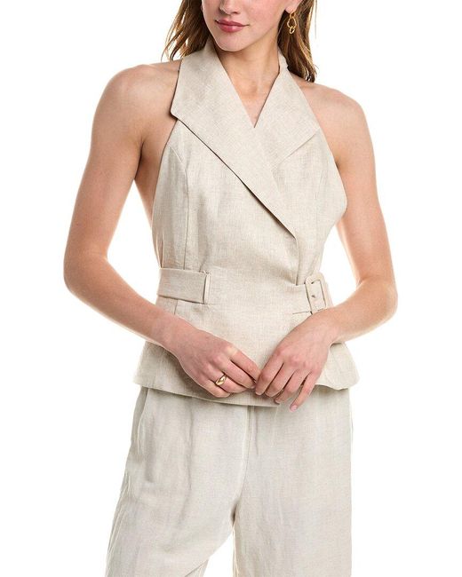 Nicholas White Isabeau Halter Linen Vest