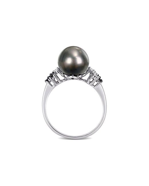 Pearls Multicolor 10K 0.13 Ct. Tw. Diamond 9-9.5Mm Pearl Ring