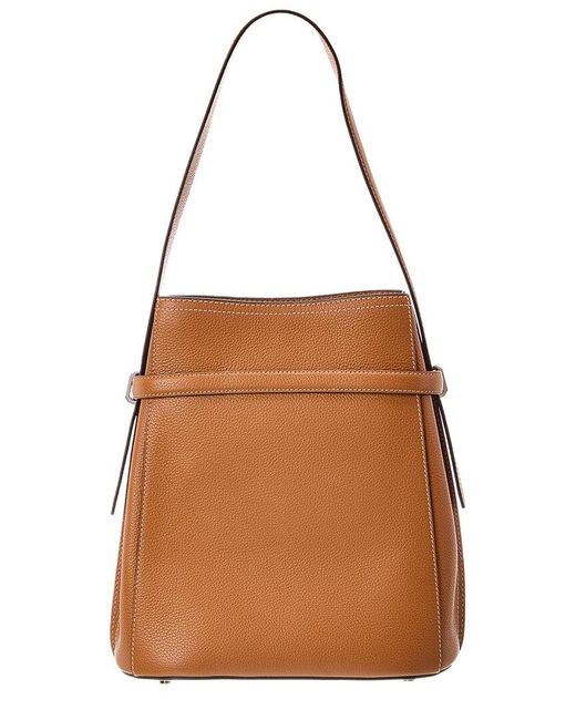 Totême  Brown Belted Leather Bucket Bag
