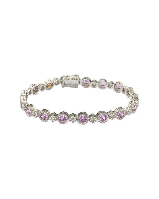 Suzy Levian Metallic Silver Diamond & Sapphire Bracelet