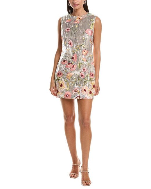 MILLY White Ivette Floral Sequins Embroidery Dress