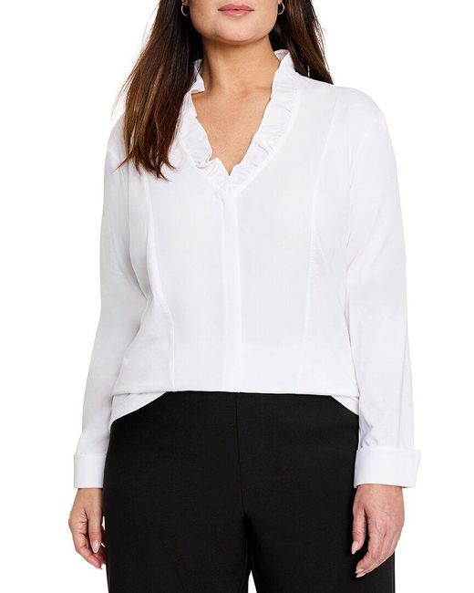 NIC+ZOE White Plus Ruffled Around Shirt