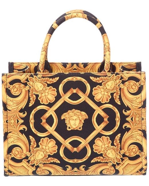 Versace Metallic Printed Canvas & Leather Tote