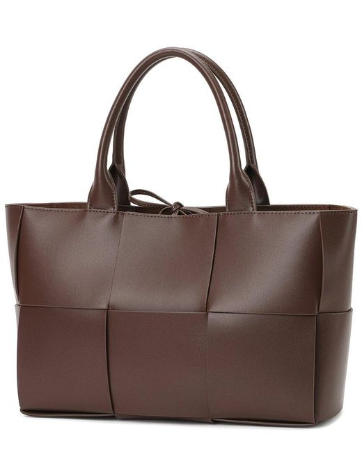 Tiffany & Fred Paris Brown Smooth Woven Leather Top Handle Tote