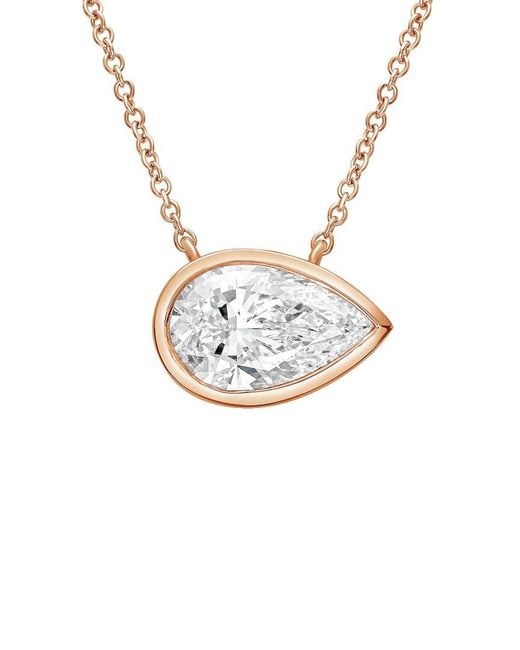 Diana M Metallic Diana M. 14K Rose 9.00 Ct. Tw. Lab-Grown Diamond Solitaire Bezel Pendant