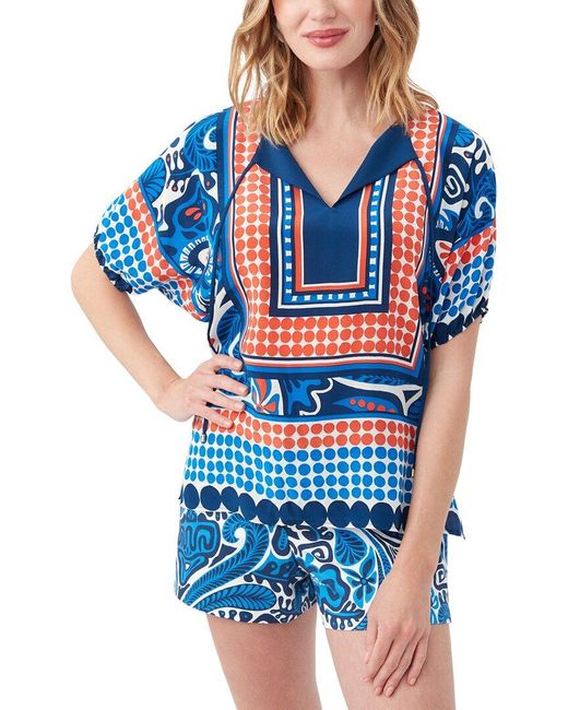 Trina Turk Blue Floria Tunic Top