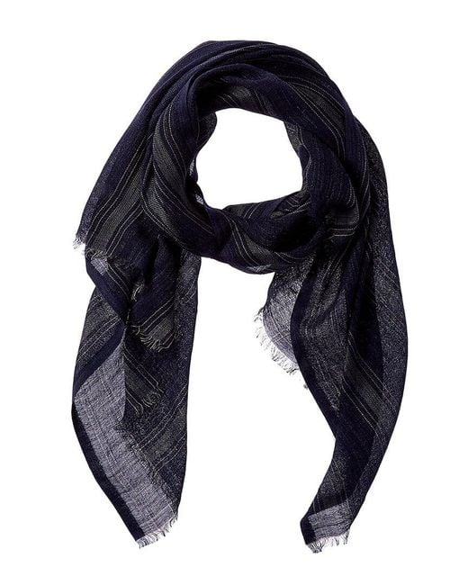 Brunello Cucinelli Blue Silk & Linen-Blend Scarf for men