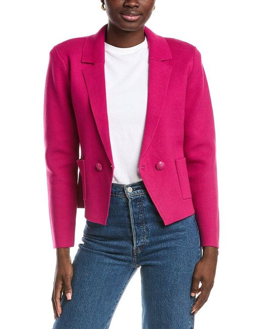 L'Agence Red Sofia Knit Blazer